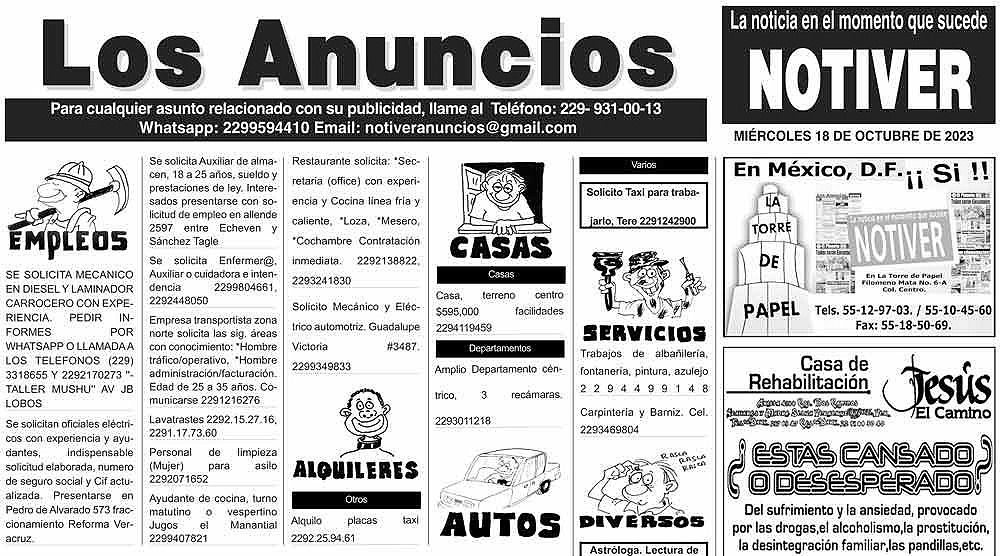 Los Anuncios Avisos Y Dem S Mi Rcoles De Octubre