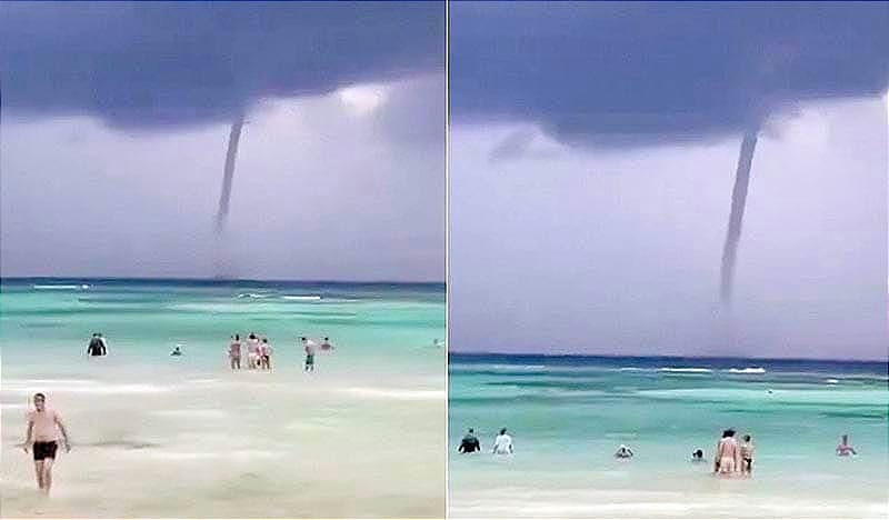 CAPTAN UNA TROMBA MARINA EN LAS PLAYAS DE TULUM QUINTANA ROO