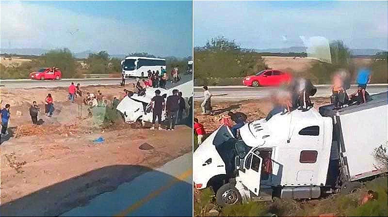 Tr Iler Se Accidenta Con Decenas De Migrantes Carretera M Xico Nogales