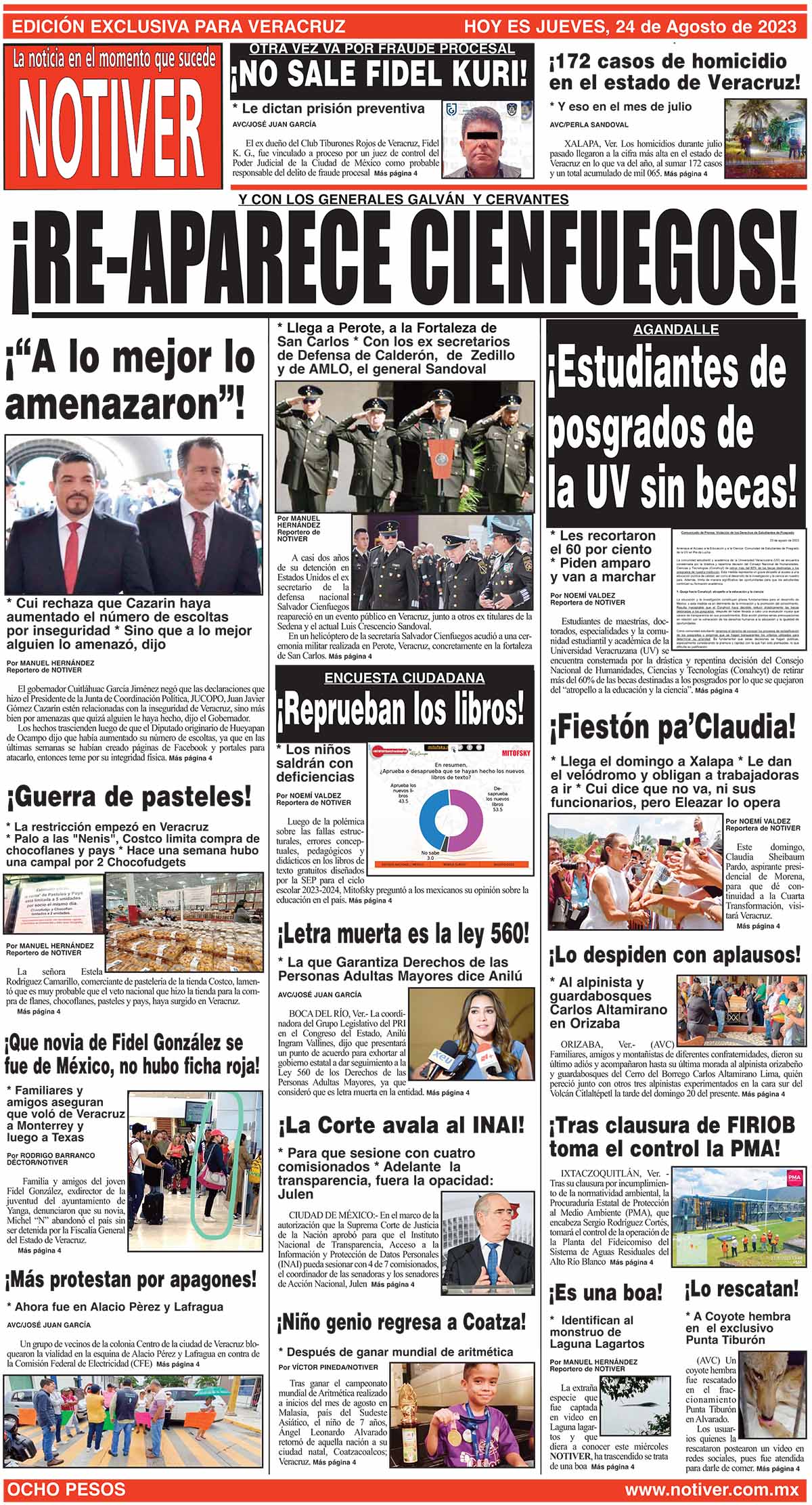 LA PORTADA - JUEVES, 24 DE AGOSTO 2023