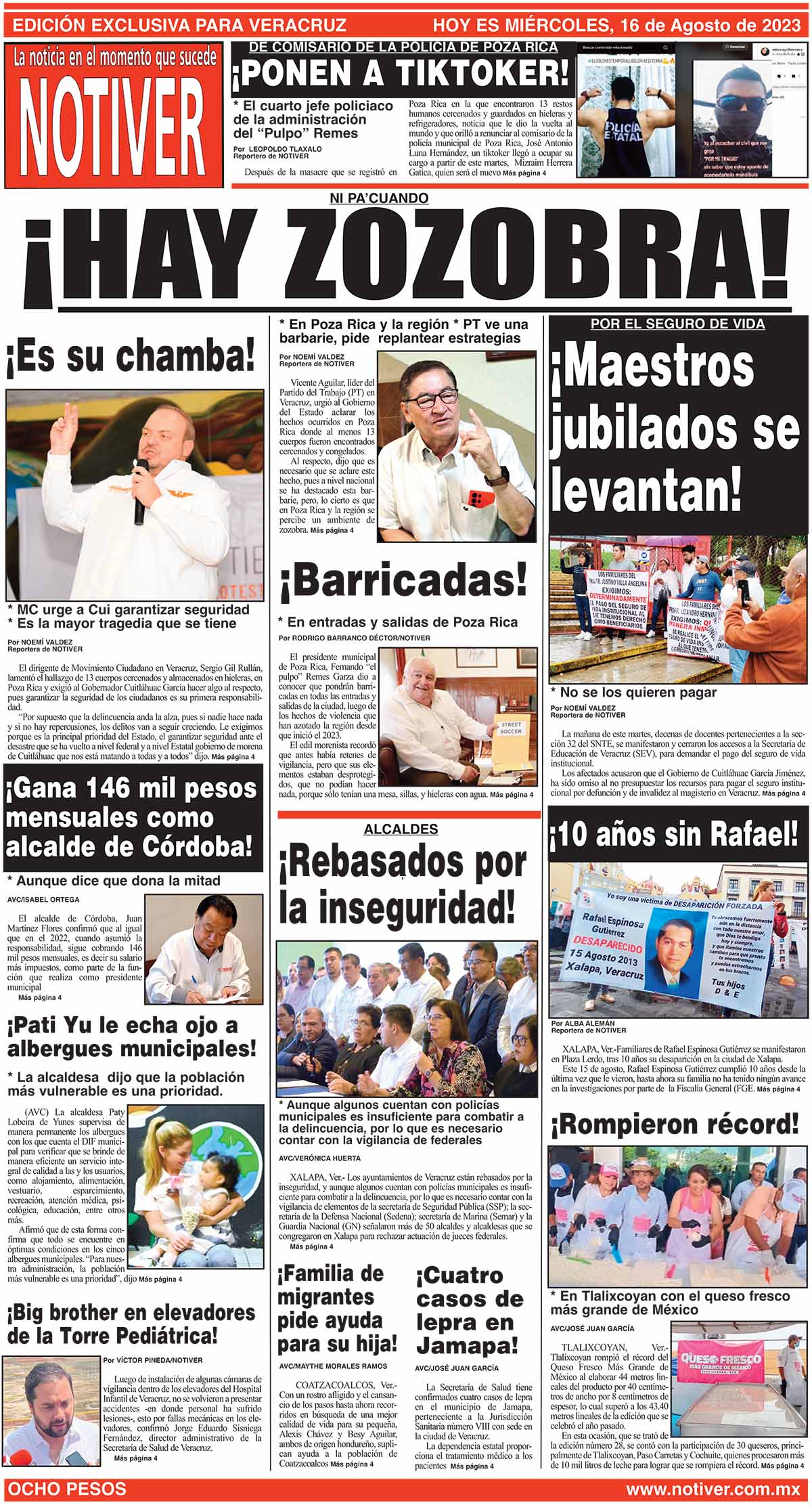 LA PORTADA - MIÉRCOLES, 16 DE AGOSTO 2023