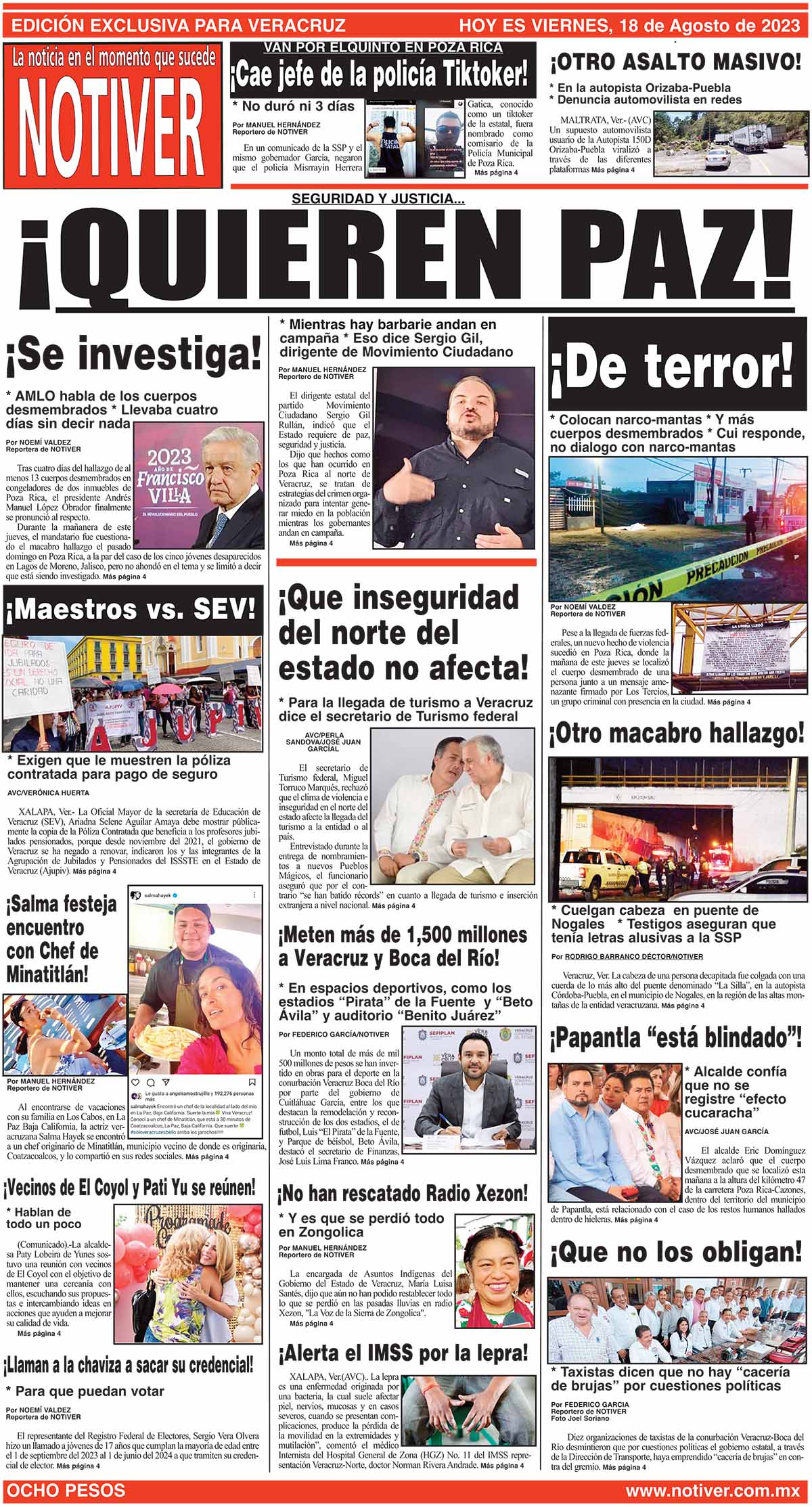 LA PORTADA - VIERNES, 18 DE AGOSTO 2023