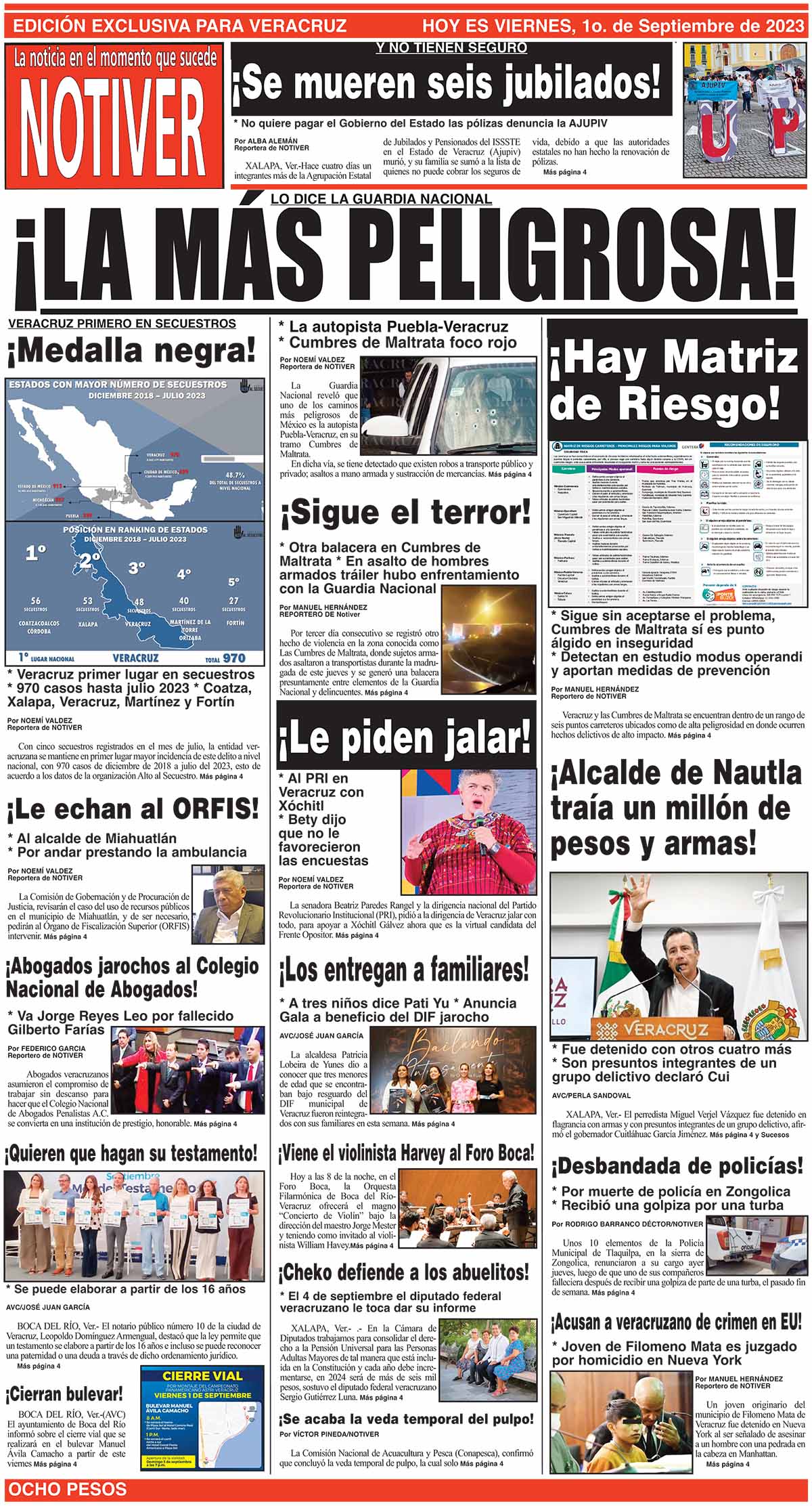 LA PORTADA - VIERNES, 1 DE SEPTIEMBRE 2023