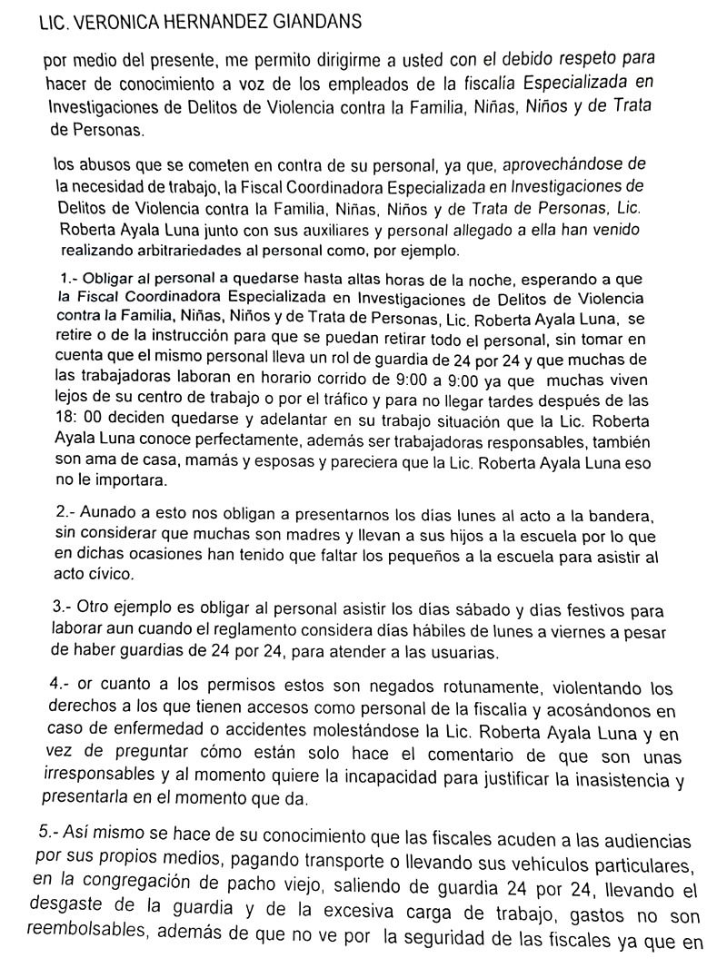 ¡DENUNCIAN A LA FISCALA ESPECIAL! -"Nos Obligan a Presentarnos los Días Lunes al Acto a la Bandera"