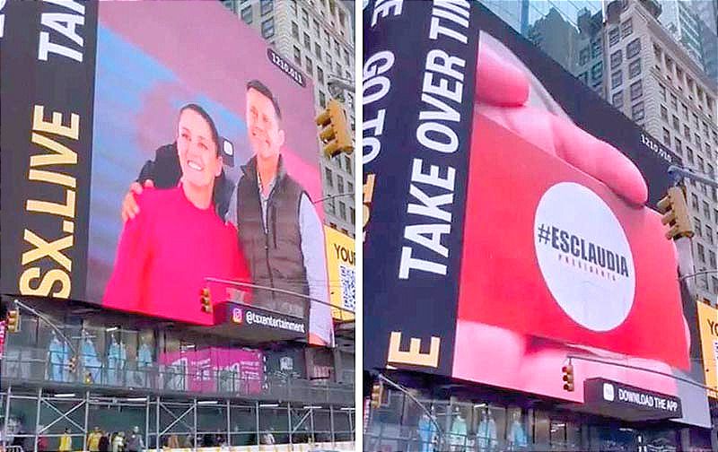 ¡APARECE ANUNCIO DE SHEINBAUM EN EL TIME SQUARE!