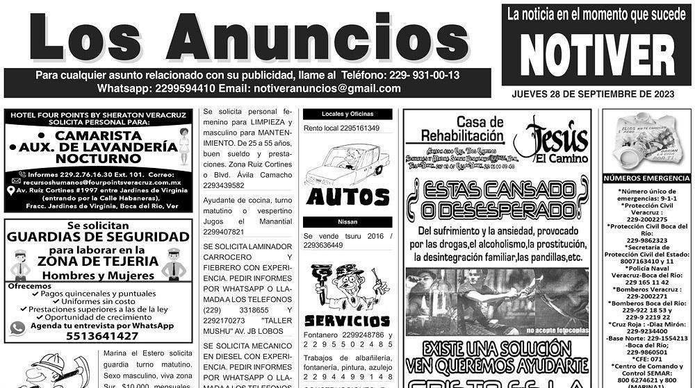 ...LOS ANUNCIOS, AVISOS Y DEMÁS! - JUEVES, 28 DE SEPTIEMBRE 2023