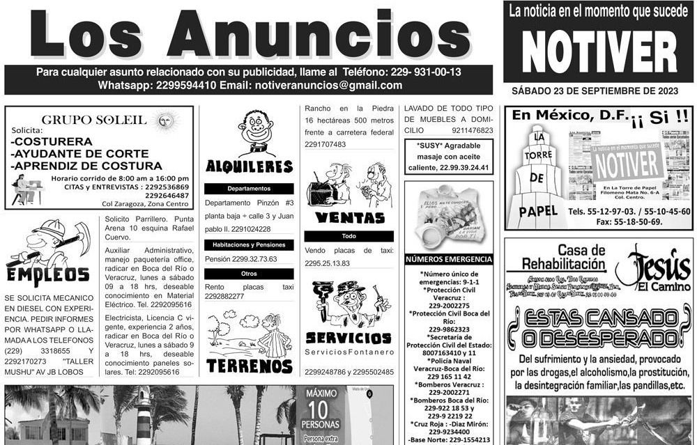 ...LOS ANUNCIOS, AVISOS Y DEMÁS! - SÁBADO, 23 DE SEPTIEMBRE 2023