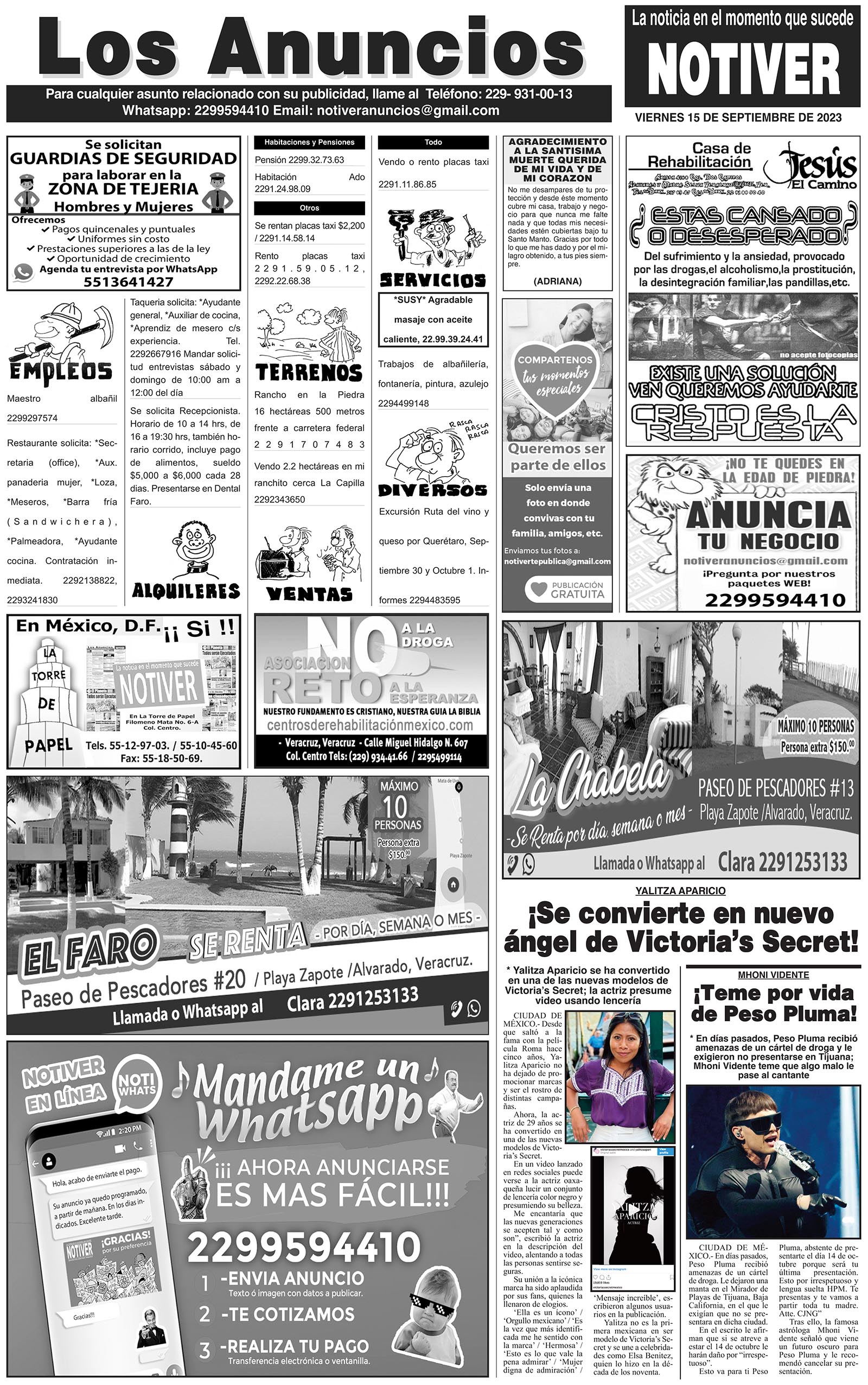 ...LOS ANUNCIOS, AVISOS Y DEMÁS! - VIERNES, 15 DE SEPTIEMBRE 2023