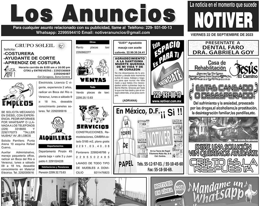 ...LOS ANUNCIOS, AVISOS Y DEMÁS! - VIERNES, 22 DE SEPTIEMBRE 2023