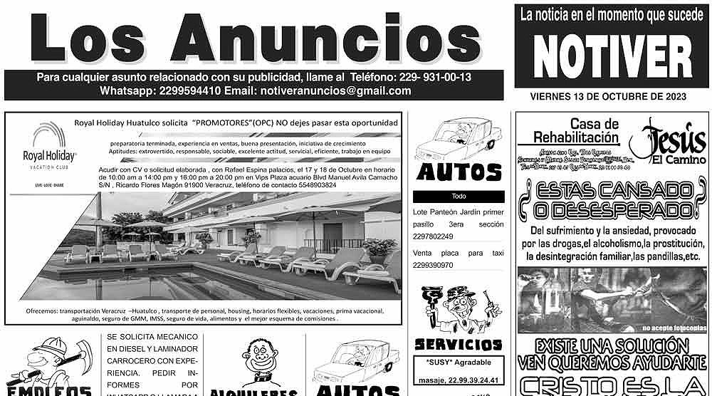 ...LOS ANUNCIOS, AVISOS Y DEMÁS! - VIERNES, 13 DE OCTUBRE 2023