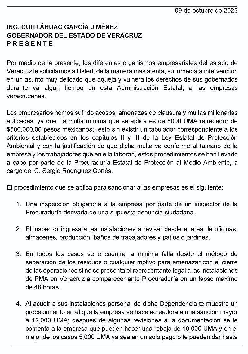 ¡LOS EXTORSIONAN! -“Los empresarios hemos sufrido acosos, amenazas de clausura y multas millonarias aplicadas, ya que la multa mínima que se aplica es de 5000 UMA (alrededor de $500,000.00 pesos mexicanos)”