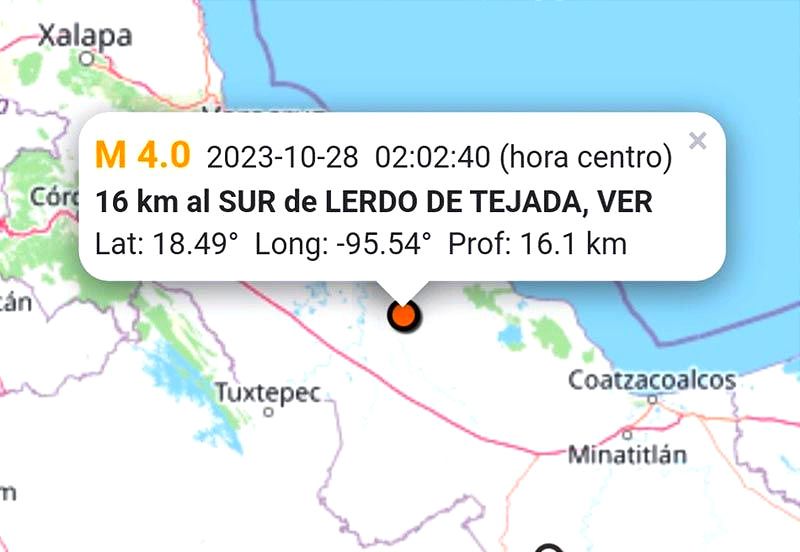 ¡TIEMBLA EN LERDO DE TEJADA! -Fue de 4.0 grados