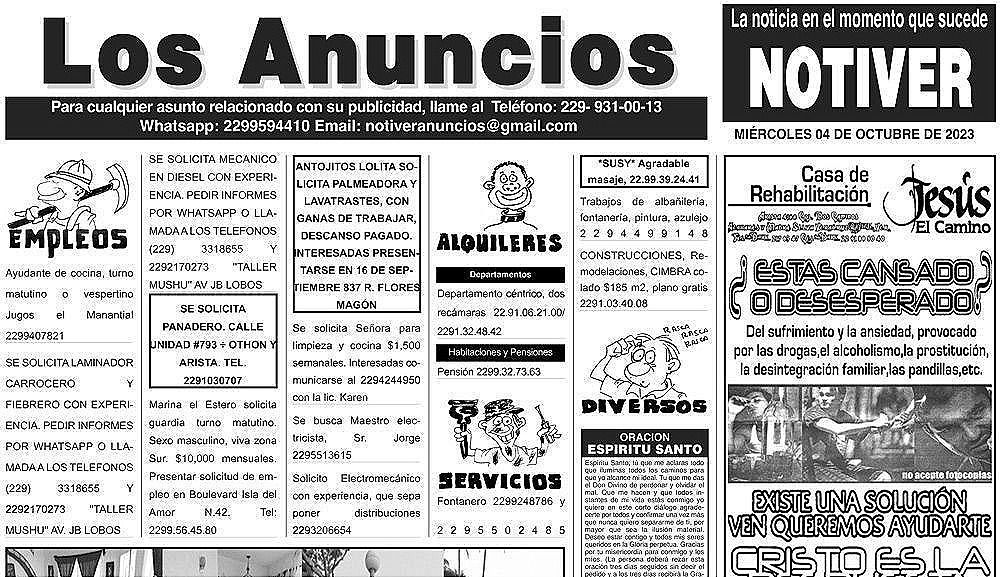 ...LOS ANUNCIOS, AVISOS Y DEMÁS! - MIÉRCOLES, 4 DE OCTUBRE 2023