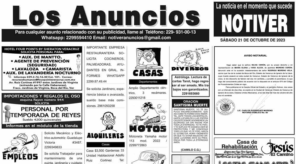 ...LOS ANUNCIOS, AVISOS Y DEMÁS! - SÁBADO, 21 DE OCTUBRE 2023