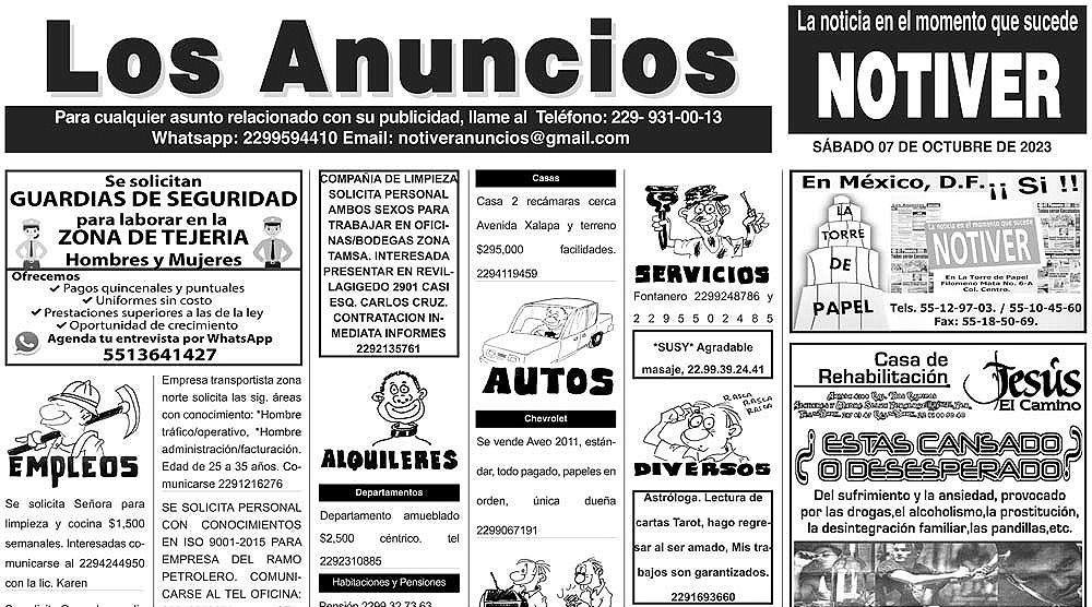 ...LOS ANUNCIOS, AVISOS Y DEMÁS! - SÁBADO, 7 DE OCTUBRE 2023