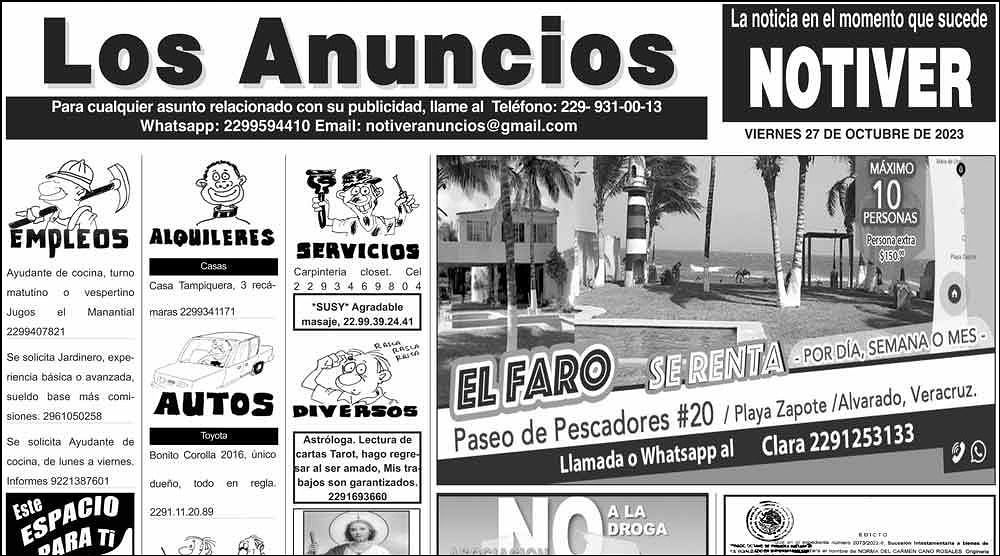 ...LOS ANUNCIOS, AVISOS Y DEMÁS! - VIERNES, 27 DE OCTUBRE 2023