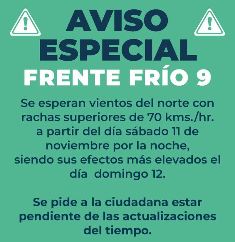 ¡VIENE NORTE DE 70! -*Aviso especial por Frente Frío No 9 en el Puerto de Veracruz