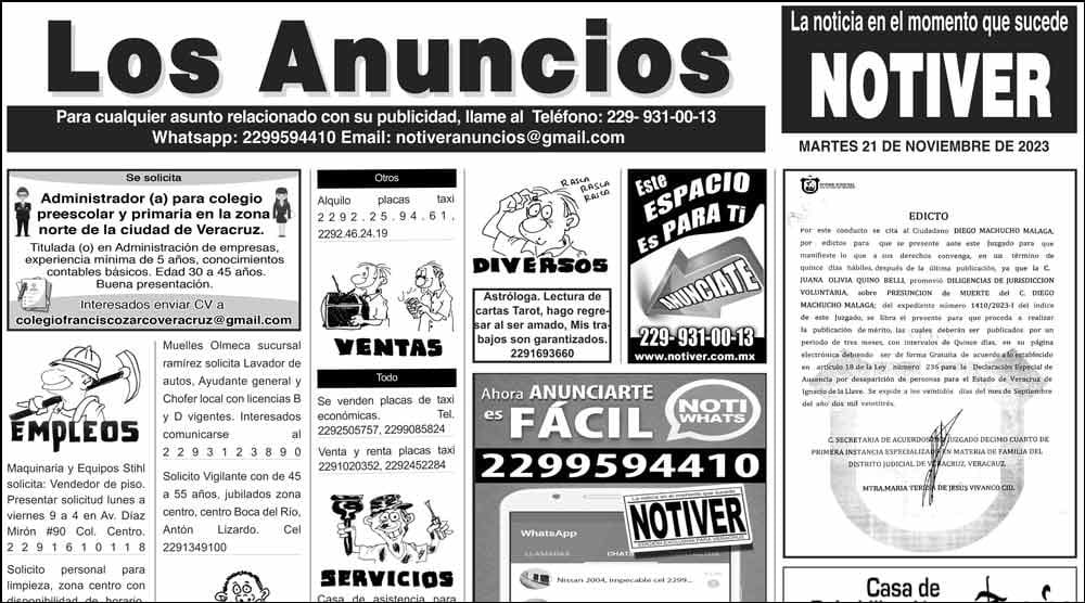 ...LOS ANUNCIOS, AVISOS Y DEMÁS! - MARTES, 21 DE NOVIEMBRE 2023