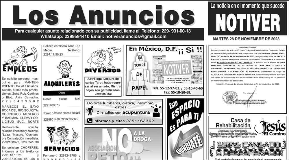 ...LOS ANUNCIOS, AVISOS Y DEMÁS! - MARTES, 28 DE NOVIEMBRE 2023