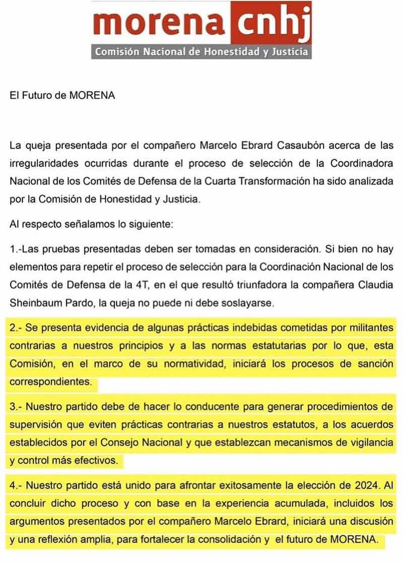 ¡ADMITE MORENA 'PRÁCTICAS INDEBIDAS'; PROMETE SANCIONES! -"Lo que Presentamos a la Comisión, son Cosas Serias, Graves. Queremos Alejarnos de Cualquier Posibilidad hacia un Partido de Estado"