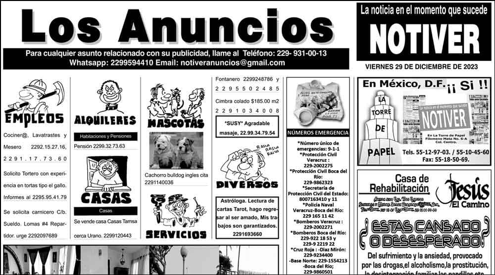 ...LOS ANUNCIOS, AVISOS Y DEMÁS! - VIERNES, 29 DE DICIEMBRE 2023