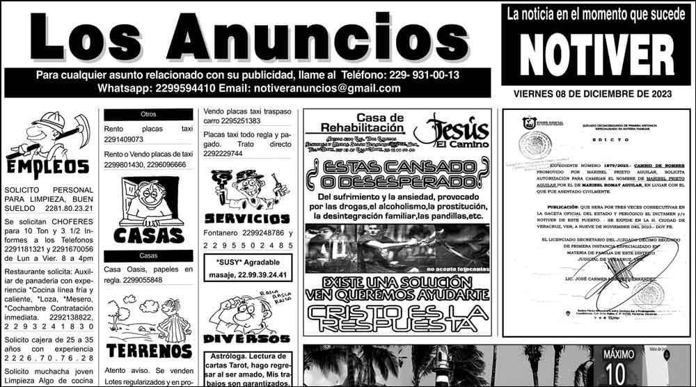 ...LOS ANUNCIOS, AVISOS Y DEMÁS! - VIERNES, 8 DE DICIEMBRE 2023