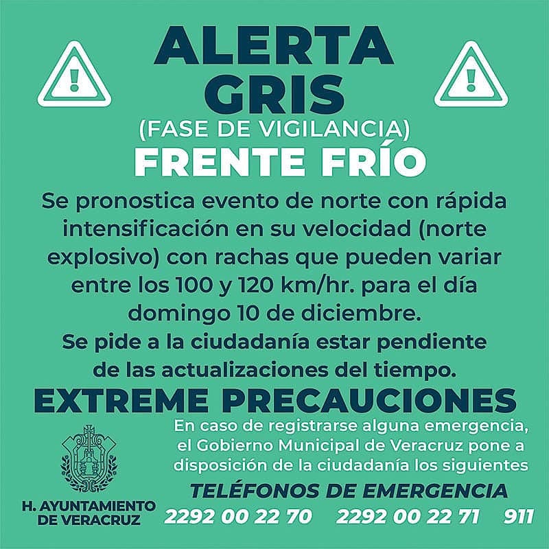 ¡SERÁ ‘EXPLOSIVO’! -*MAL TEMPORAL, CORTO PERO VIOLENTO ENTRA EL DOMINGO... RACHAS HASTA DE 100 Y 120 KM *ALERTA GRIS EN FASE DE VIGILANCIA