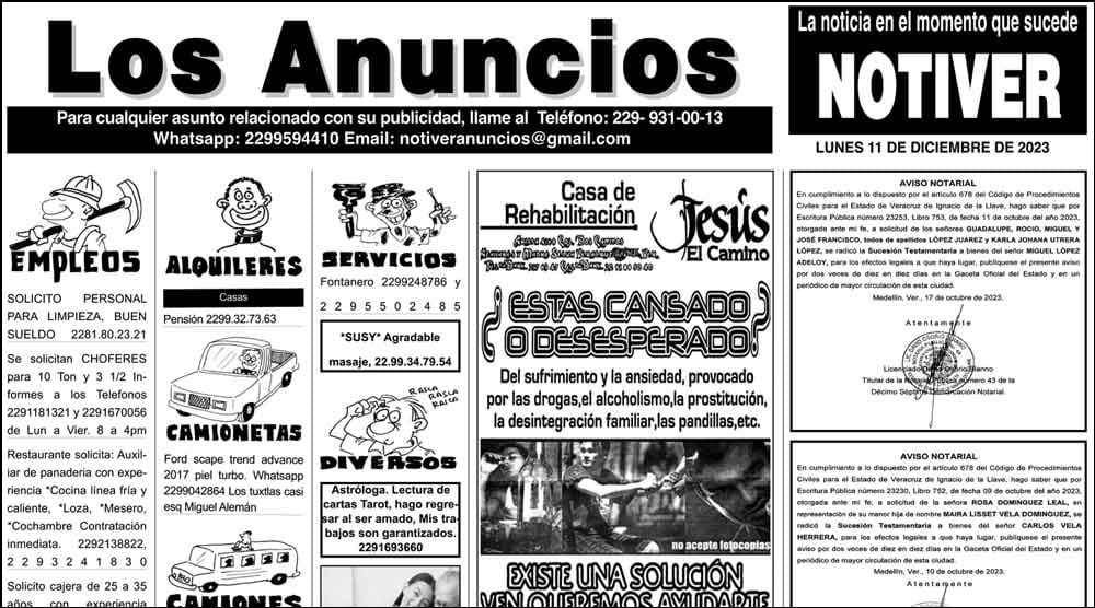 ...LOS ANUNCIOS, AVISOS Y DEMÁS! - LUNES, 11 DE DICIEMBRE 2023