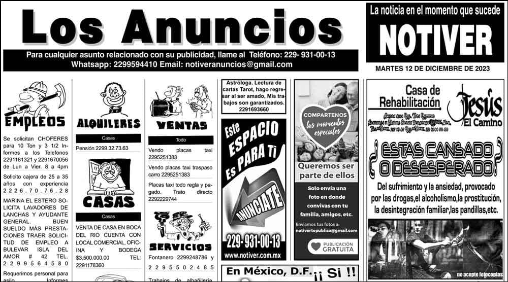 ...LOS ANUNCIOS, AVISOS Y DEMÁS! - MARTES, 12 DE DICIEMBRE 2023