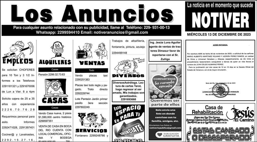 ...LOS ANUNCIOS, AVISOS Y DEMÁS! - MIÉRCOLES, 13 DE DICIEMBRE 2023