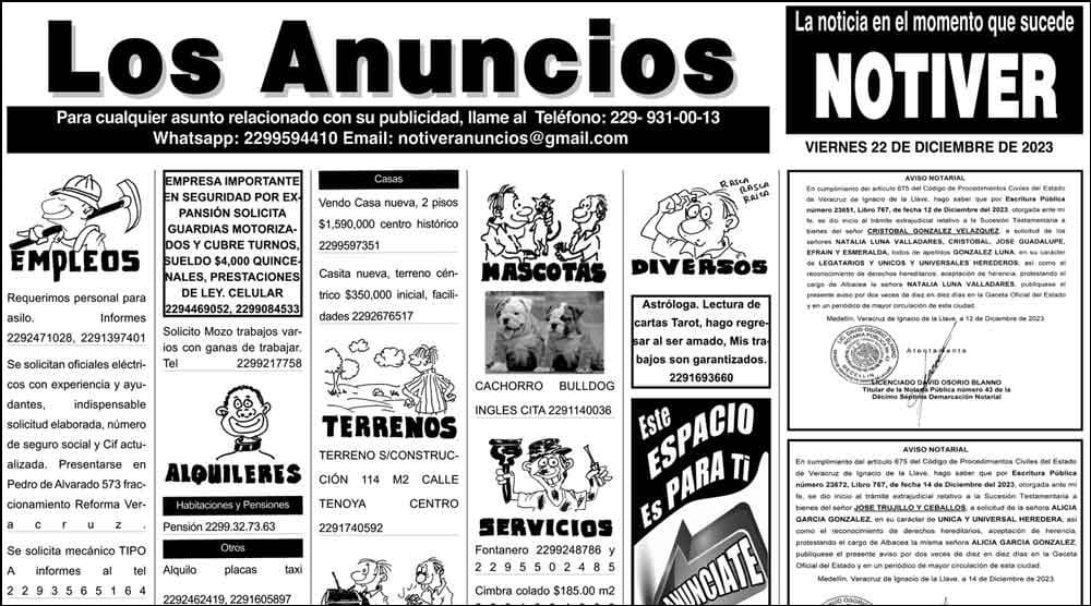 ...LOS ANUNCIOS, AVISOS Y DEMÁS! - VIERNES, 22 DE DICIEMBRE 2023