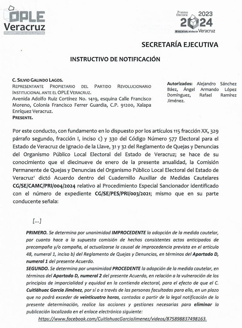 ¡PALO A CUI! -*POR "VULNERACIÓN DE LOS PRINCIPIOS DE IMPARCIALIDAD, EQUIDAD EN LA CONTIENDA ELECTORAL"