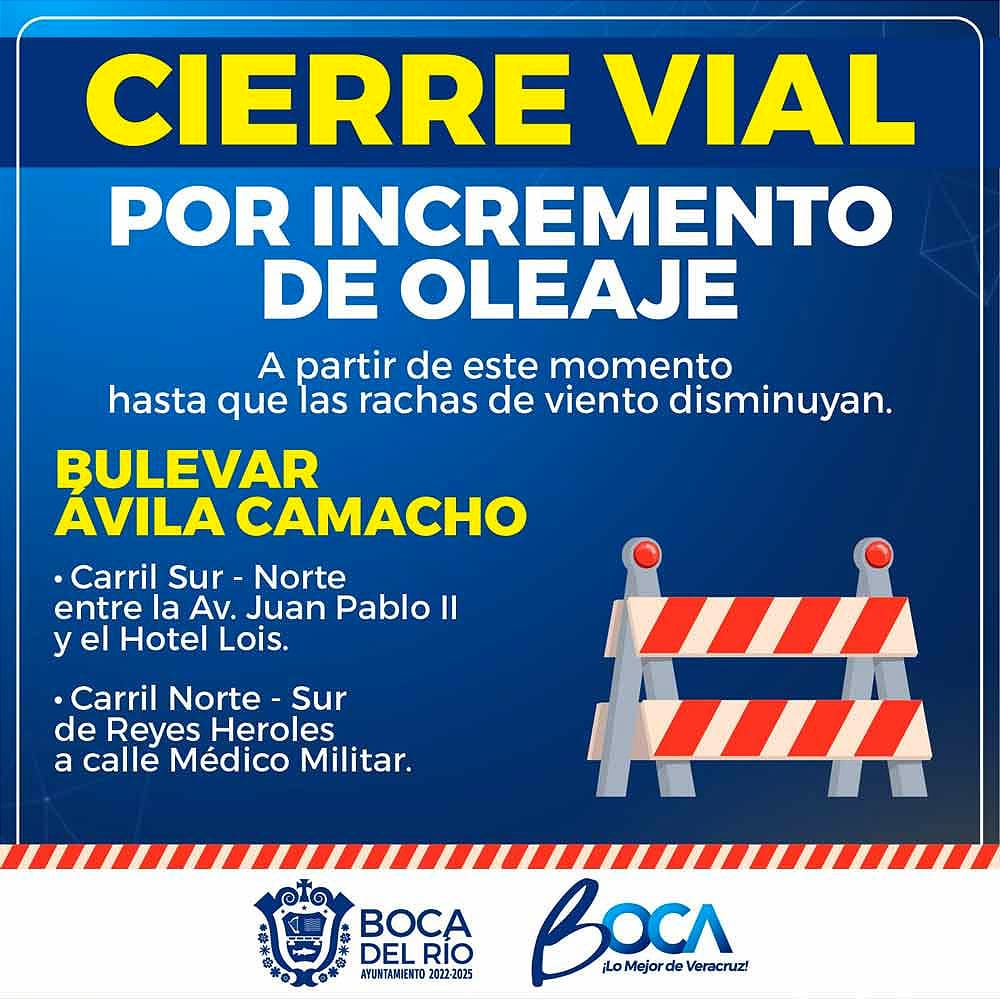 ¡CIERRAN BULEVAR DE BOCA DEL RÍO! -*Nortecito causa fuerte oleaje