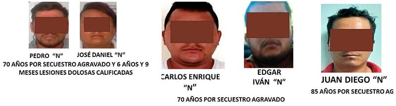 ¡SENTENCIAN A 70 Y 85 AÑOS DE PRISIÓN A CINCO SECUESTRADORES!