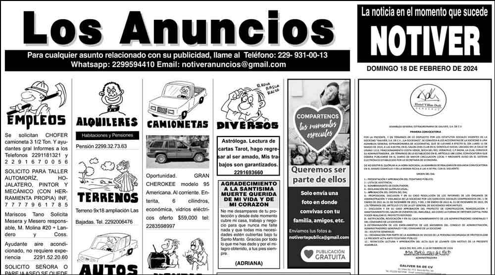 ...LOS ANUNCIOS, AVISOS Y DEMÁS! - DOMINGO, 18 DE FEBRERO 2024