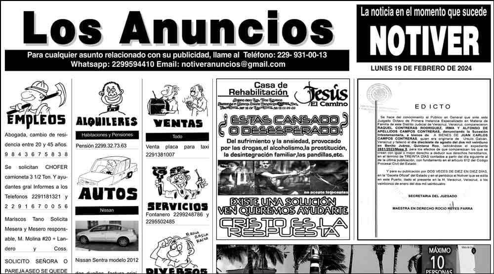 ...LOS ANUNCIOS, AVISOS Y DEMÁS! - LUNES, 19 DE FEBRERO 2024