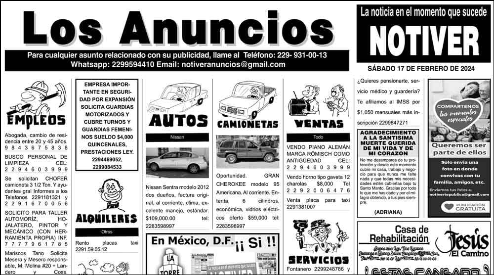 ...LOS ANUNCIOS, AVISOS Y DEMÁS! - SÁBADO, 17 DE FEBRERO 2024