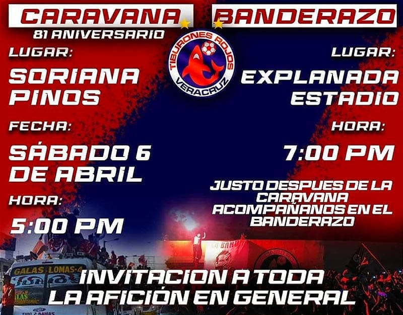 ¡VUELVE LA TIBURONMANÍA! - *CARAVANA Y BANDERAZO *81 ANIVERSARIO DE TIBURONES ROJOS