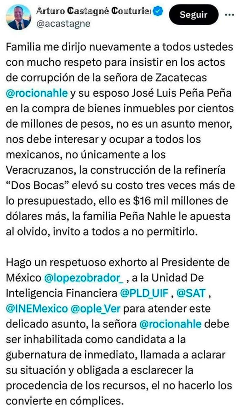 ¡PIDE INHABILITARLA! - "NO ES ASUNTO MENOR, NOS DEBE INTERESAR Y OCUPAR A TODOS LOS MEXICANOS, NO ÚNICAMENTE A LOS VERACRUZANOS"