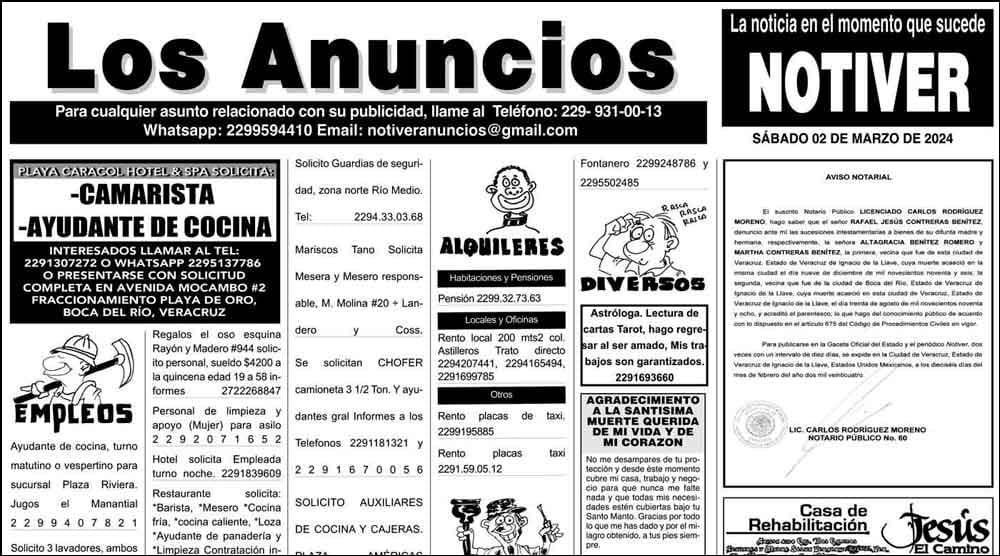 ...LOS ANUNCIOS, AVISOS Y DEMÁS! - SÁBADO, 2 DE MARZO 2024