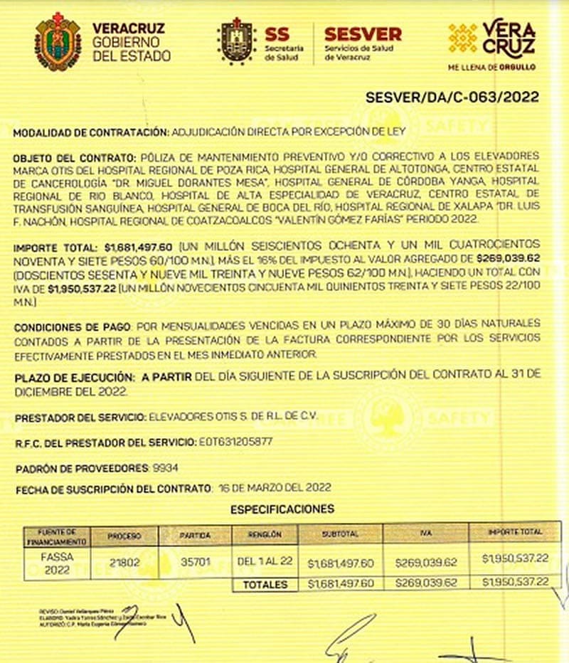 ¡LOS DENUNCIAN Y HASTA APAPACHAN! - *Sin Licitar y con Facilidades, por Transferencia Electrónica Salieron Millones para que Otis Reparara los Elevadores