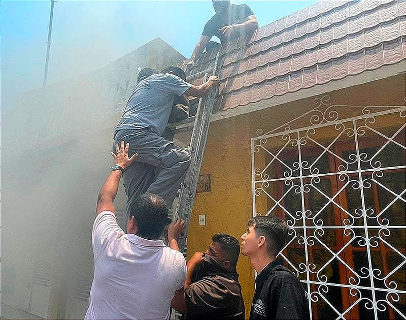 ¡RESCATAN A DOS PERRITOS! - *EL FUEGO AL PARECER INICIO EN LA COCINA