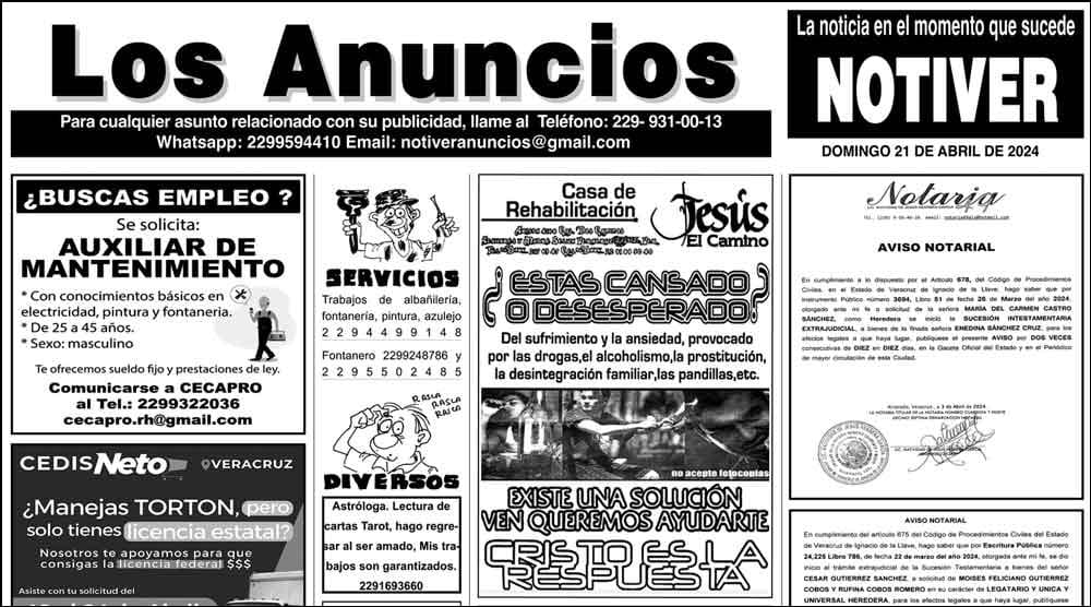 ...LOS ANUNCIOS, AVISOS Y DEMÁS! - DOMINGO, 21 DE ABRIL 2024