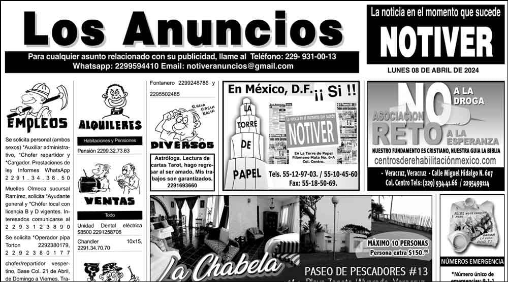 ...LOS ANUNCIOS, AVISOS Y DEMÁS! - LUNES, 8 DE ABRIL 2024