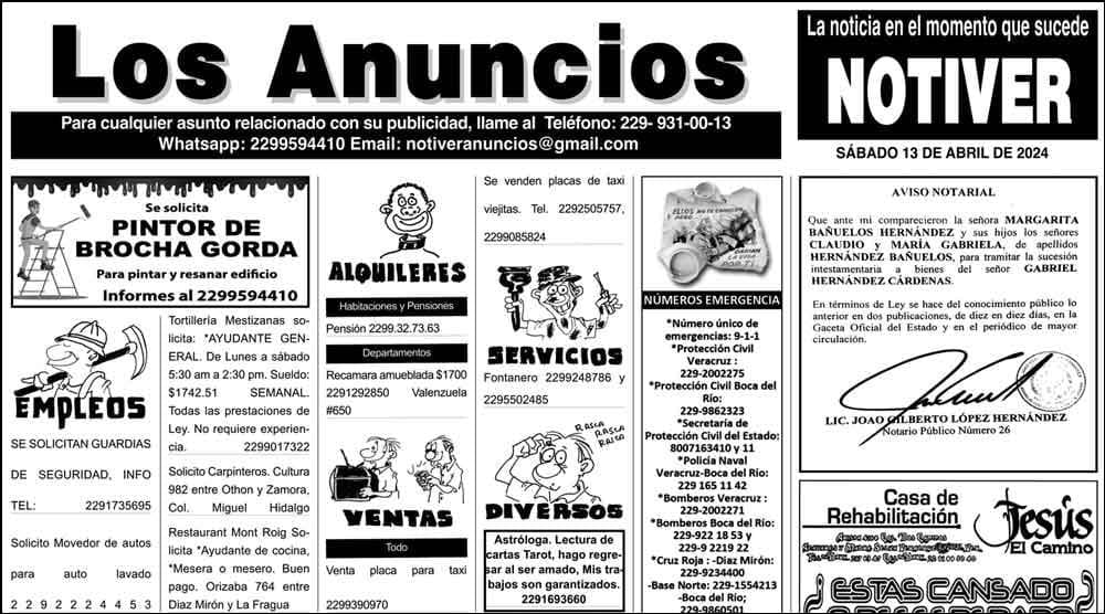 ...LOS ANUNCIOS, AVISOS Y DEMÁS! - SÁBADO, 13 DE ABRIL 2024