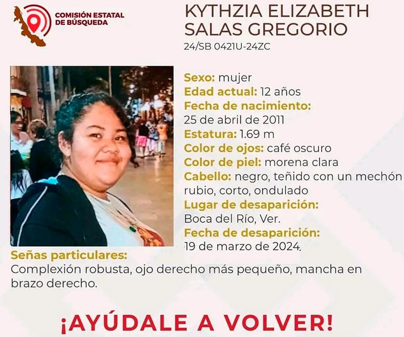 ¡DESAPARECIÓ KYTZHIA DE 12 AÑOS!