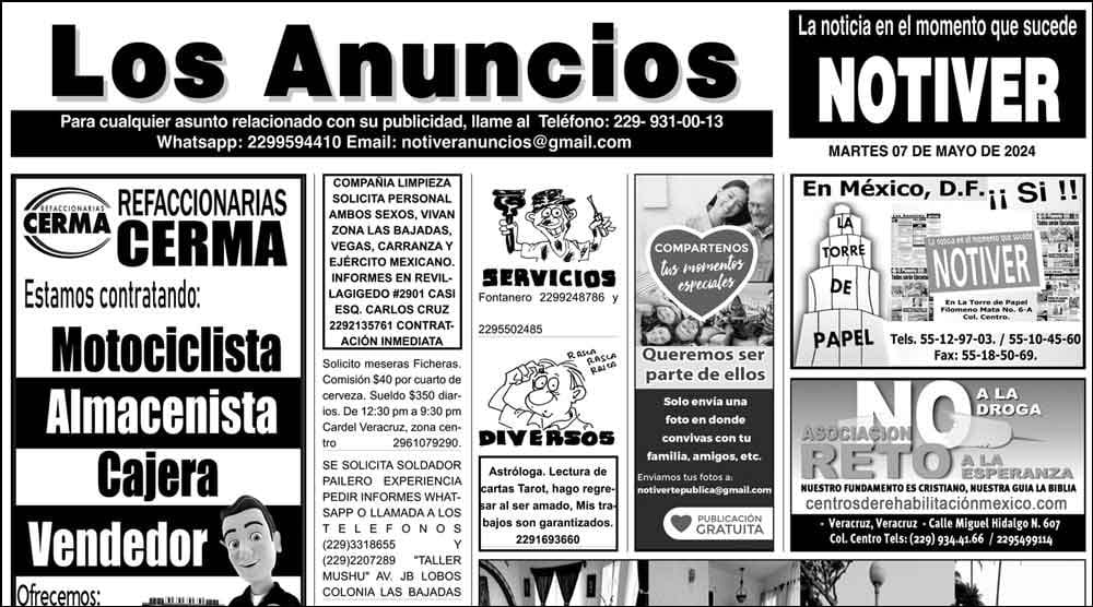 ...LOS ANUNCIOS, AVISOS Y DEMÁS! - MARTES, 7 DE MAYO 2024