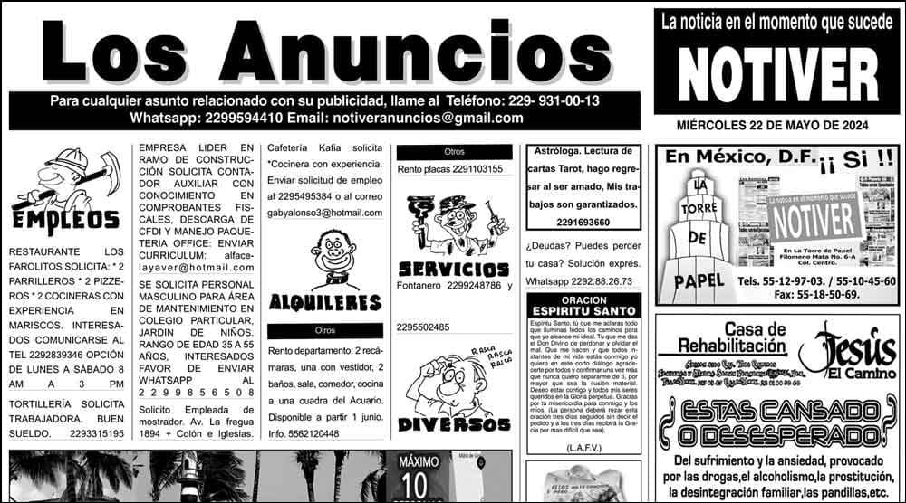...LOS ANUNCIOS, AVISOS Y DEMÁS! - MIÉRCOLES, 22 DE MAYO 2024