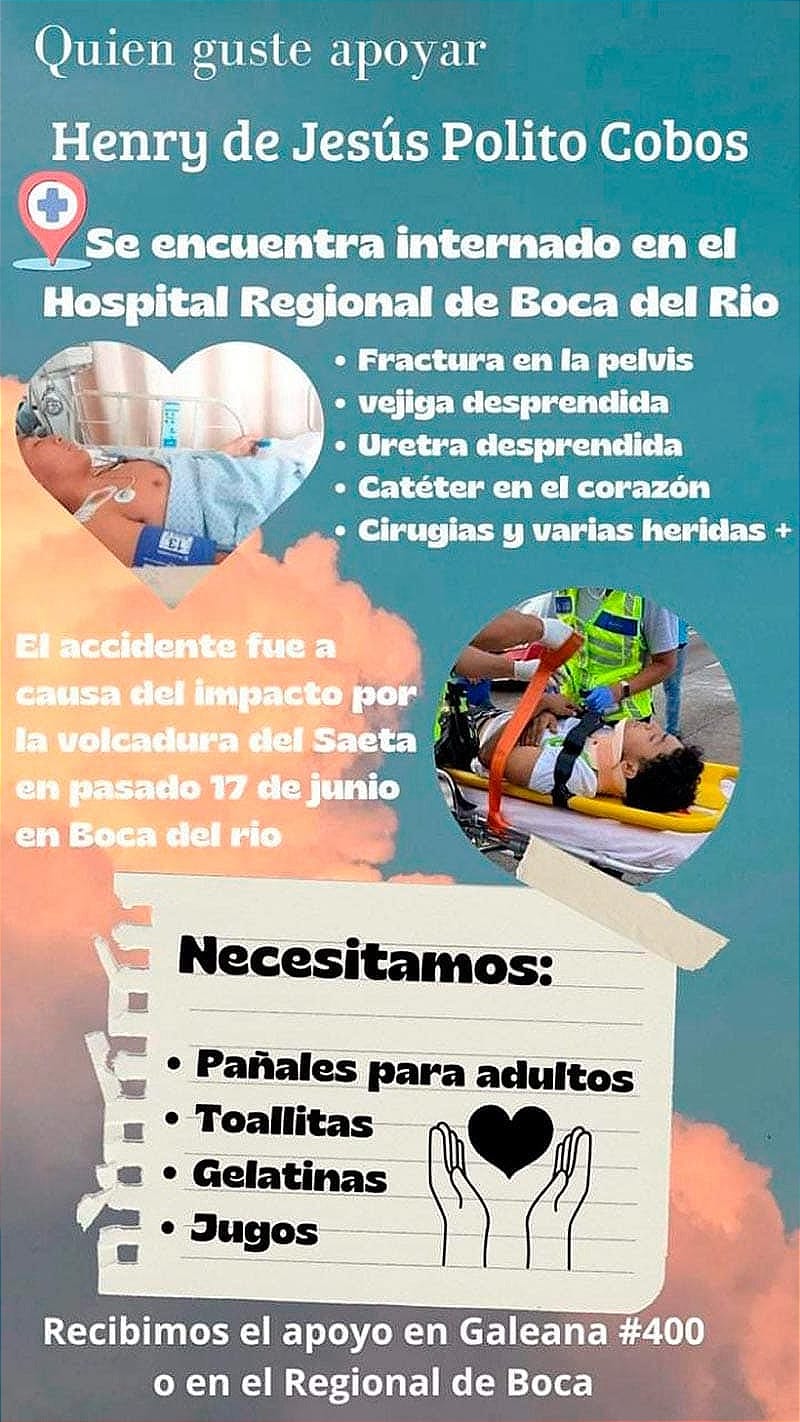 ¡SOS PARA HENRY! - *Joven lesionado en la volcadura del autobús Saeta