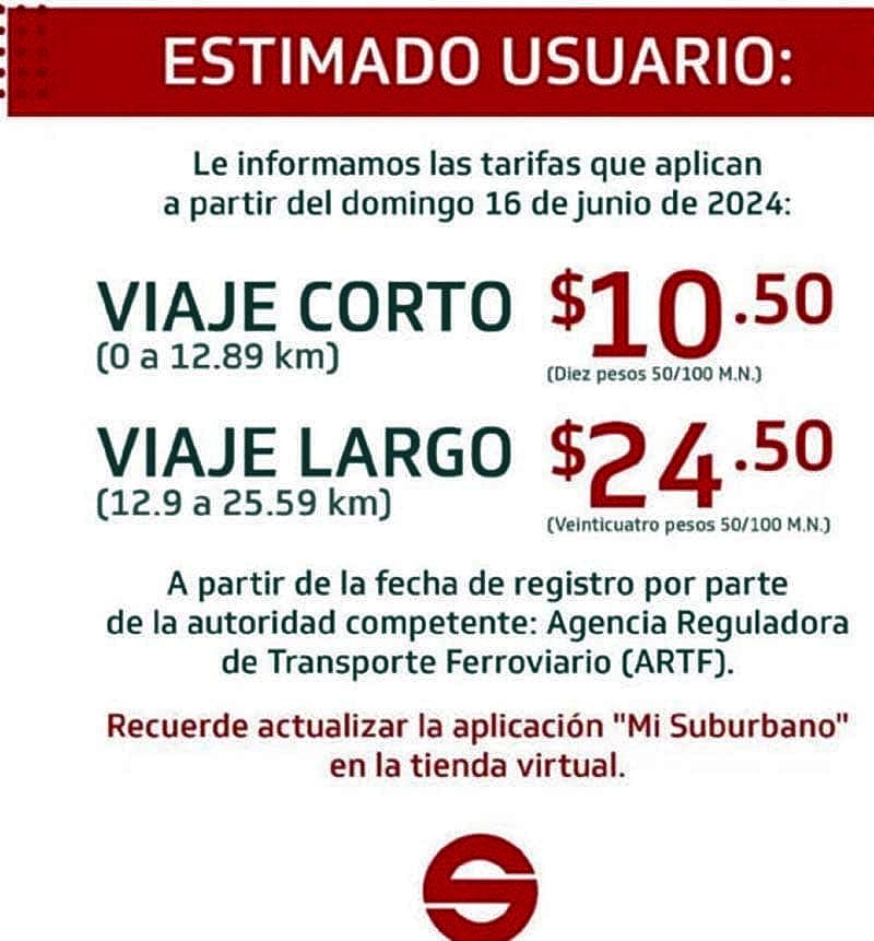 ¡SUBE LA TARIFA DEL TREN SUBURBANO!